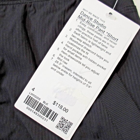 NWT Lululemon Dance Studio Mid-Rise in Black Pull-on Relaxed Pants 4 Short - Picture 4 of 7